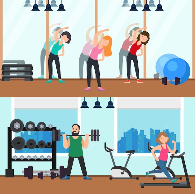 Free Vector | Fitness horizontal banners