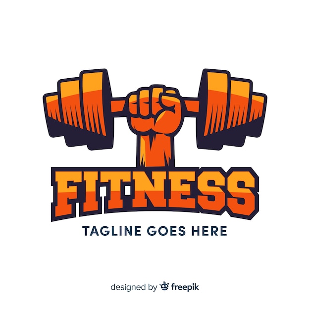 Fitness logo template flat style Vector | Free Download