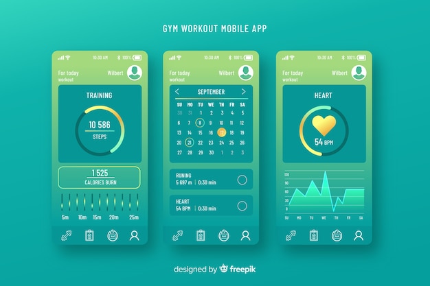 Free Vector | Fitness mobile app infographic template