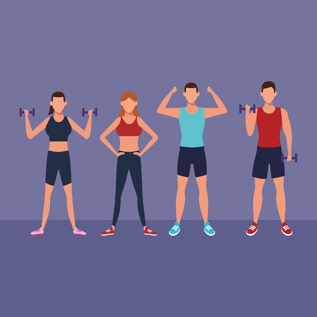 Premium Vector | Fitness people doing exercise