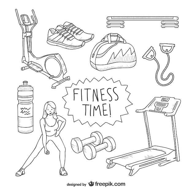 Free Vector Fitness time drawings pack