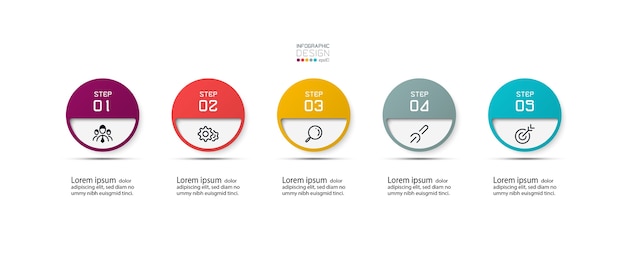 Premium Vector | Five circle infographic design.