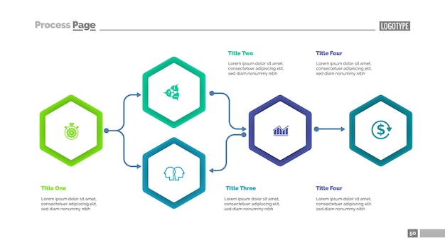 Five elements flowchart slide template Vector | Premium Download