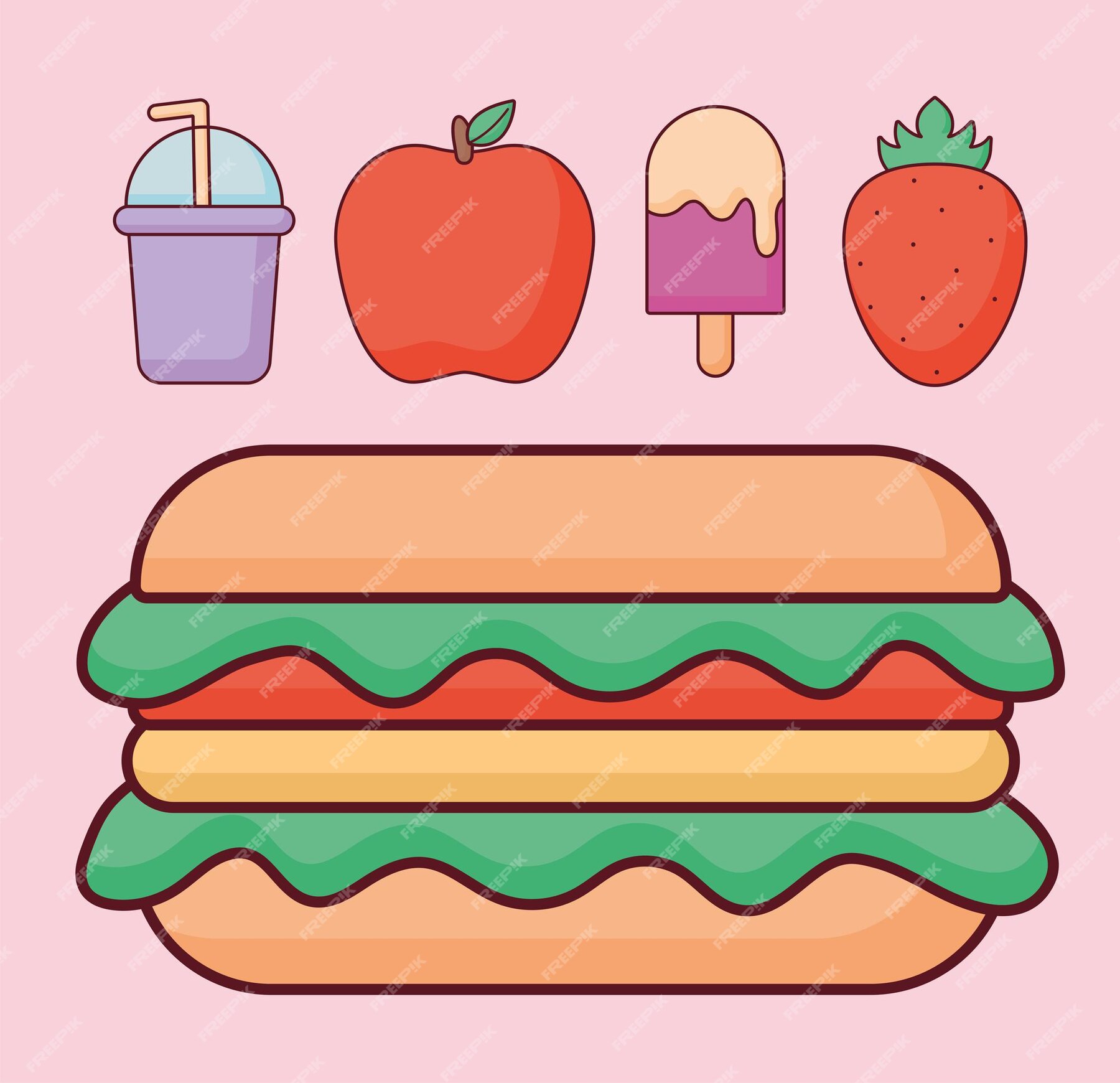 Premium Vector Five Food Items