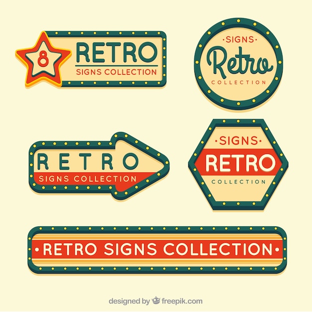 Free Vector | Five outdoor signs, vintage style