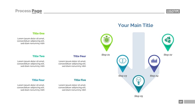 Premium Vector Five Pointers Strategy Slide Template