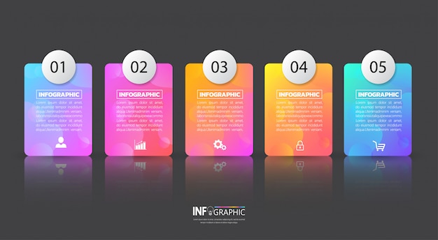 Five Steps Infographics Template Premium Vector 8505