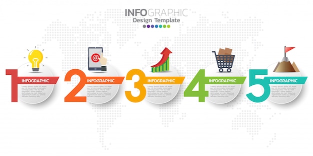 Five steps timeline infographic design vector Premium Vector
