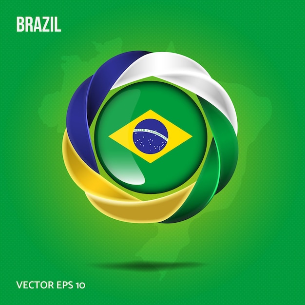 Premium Vector | Flag Brazil Pin