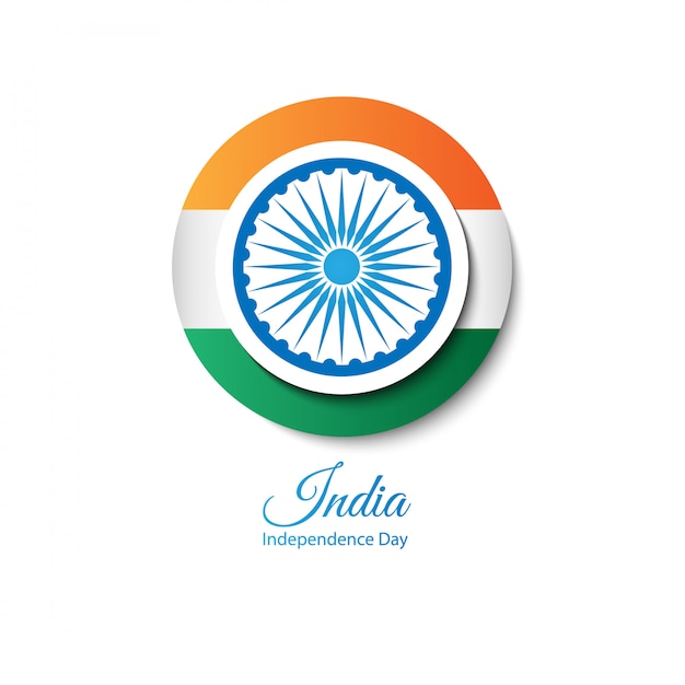 Download Flag of india in the form of a round button | Premium Vector