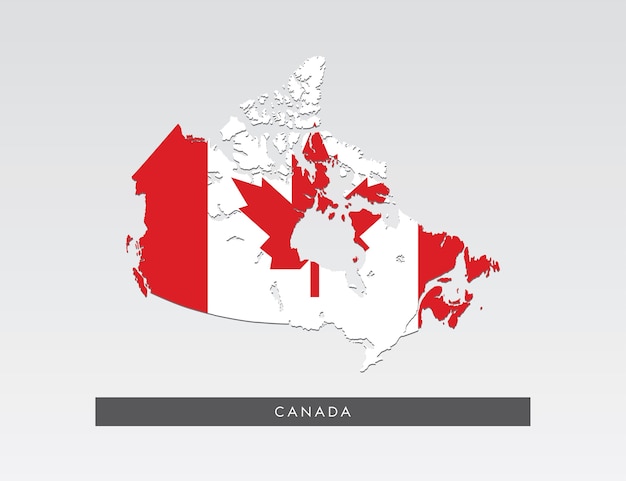 Premium Vector | Flag in map of canada