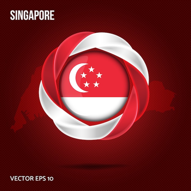 Premium Vector Flag Singapore Pin 3d Design