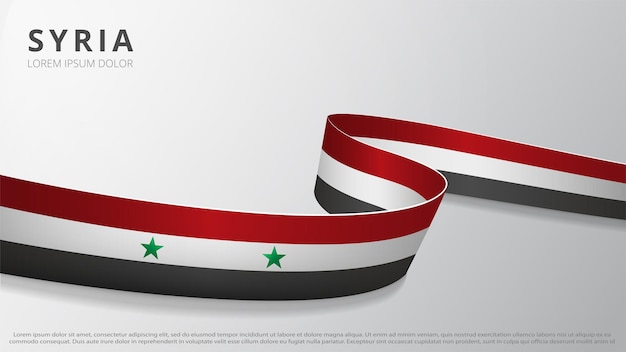 Premium Vector Flag Of Syria Realistic Wavy Ribbon With Syria Flag