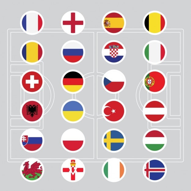 ユーロ16サッカーの国旗 無料のベクター