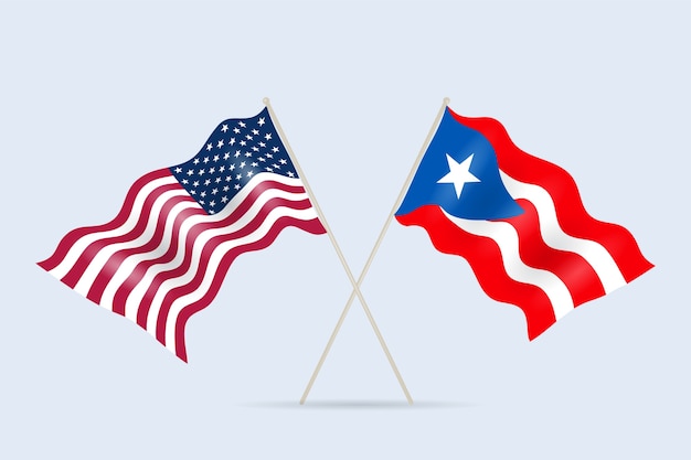 Premium Vector | Flags puerto rico and usa relationship.