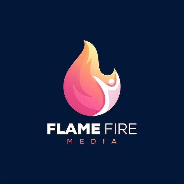炎の火のグラデーションのロゴのデザイン プレミアムベクター