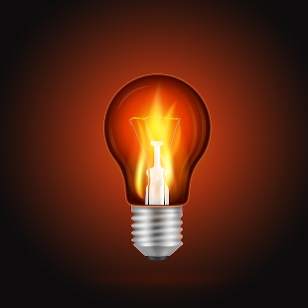 Premium Vector | Flame in light bulb