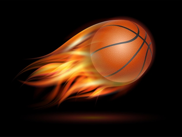 Premium Vector Flaming Basketball Ball Basketball Ball Flying In