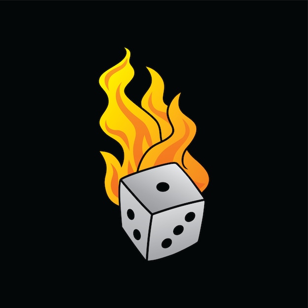 Premium Vector | Flaming on fire burning white dice