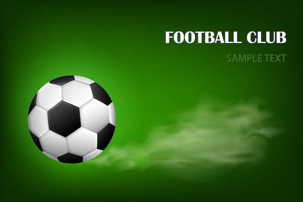 サッカースポーツゲームの燃えるようなサッカーボールベクトルポスター シャインモーションブラーで飛んでいるサッカーボール プレミアムベクター