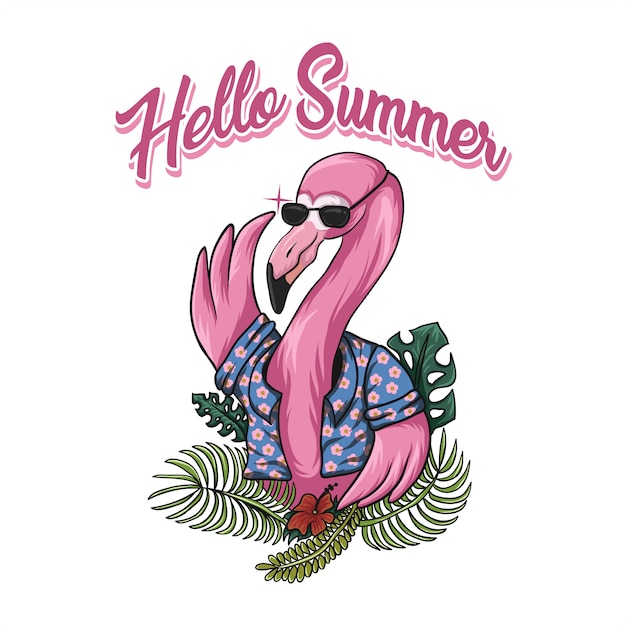 Download Premium Vector | Flamingo hello summer vector illustration