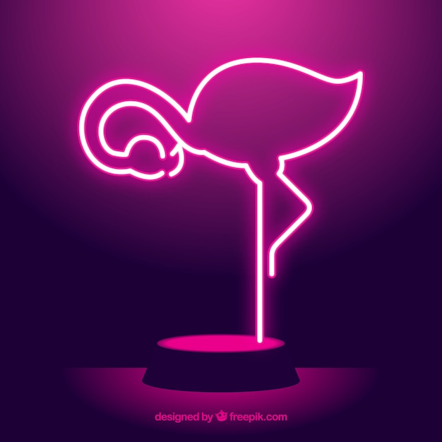 Free Vector Flamingo Neon With Pink Light