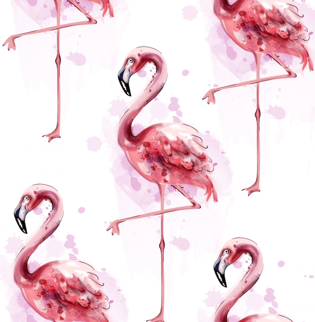 Premium Vector | Flamingo pattern watercolor