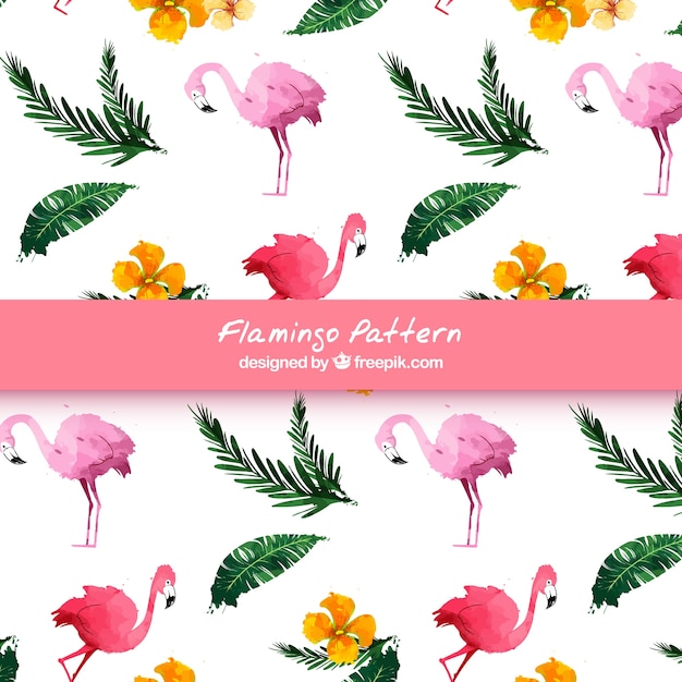 Download Flamingos pattern in watercolor style Vector | Free Download