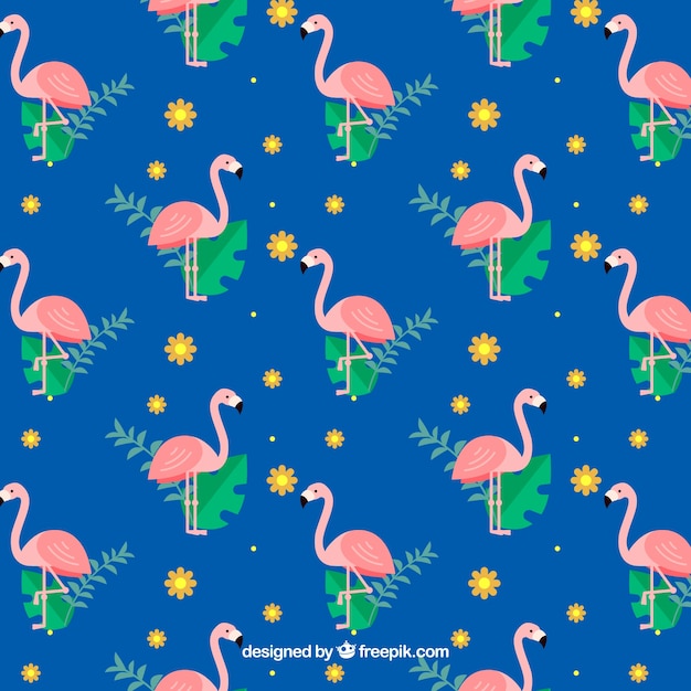 Flamingos pattern with plants | Free Vector