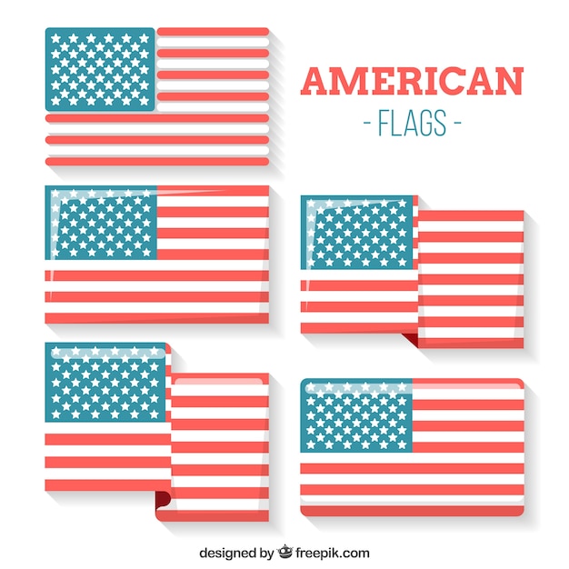 Download Flapped american flag collection | Free Vector