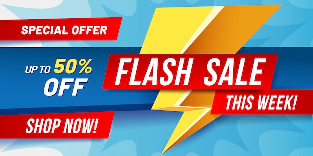 Premium Vector | Flash sale banner. lightning sales poster ...