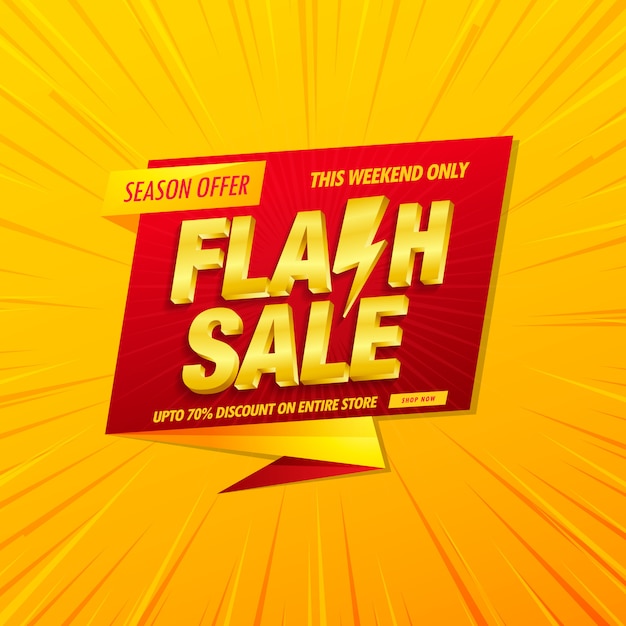 Premium Vector Flash  sale banner  template  with 3d text 