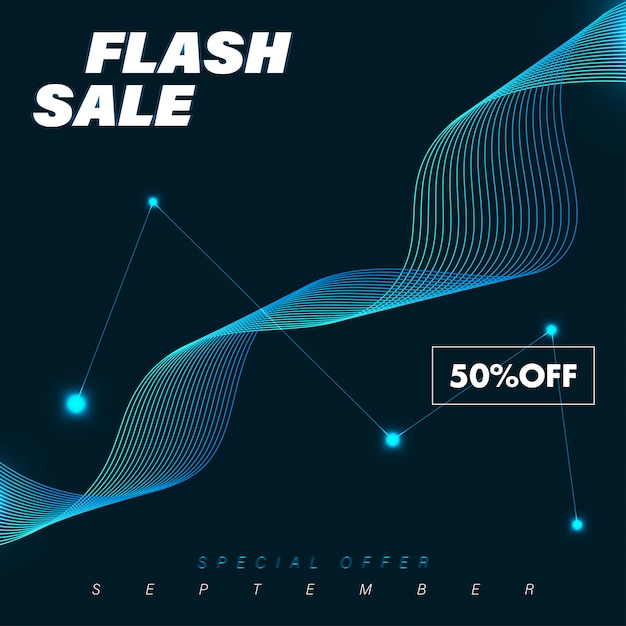 Premium Vector Flash  sale banner  template  with blue 