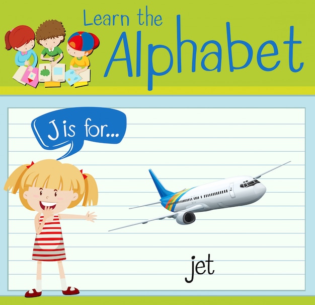 Premium Vector | Flashcard alphabet j is for jet