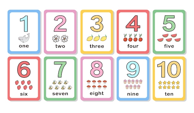 Premium Vector | Flashcard cute number count for kids learning