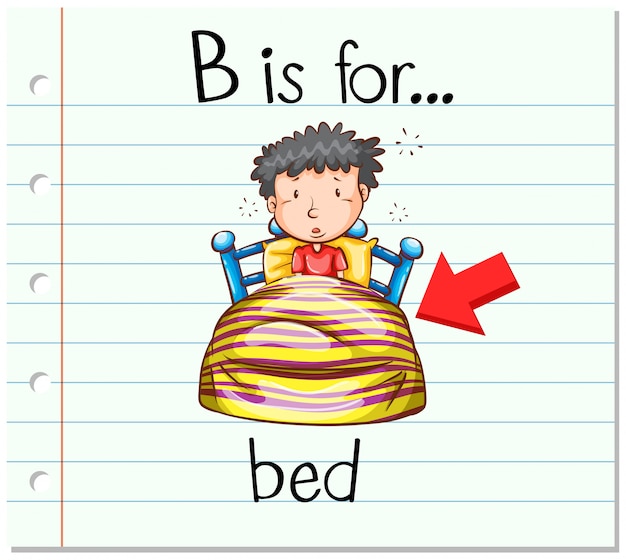 Premium Vector | Flashcard Letter B Is For Bed