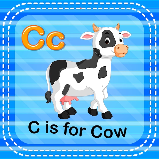 Premium Vector | Flashcard letter c is for cow