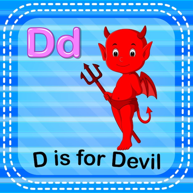 Premium Vector | Flashcard letter d is for devil