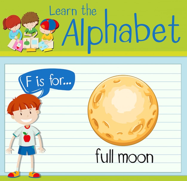 Premium Vector | Flashcard letter f is for full moon