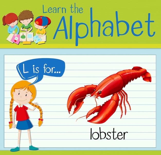 Premium Vector | Flashcard letter l is for lobster