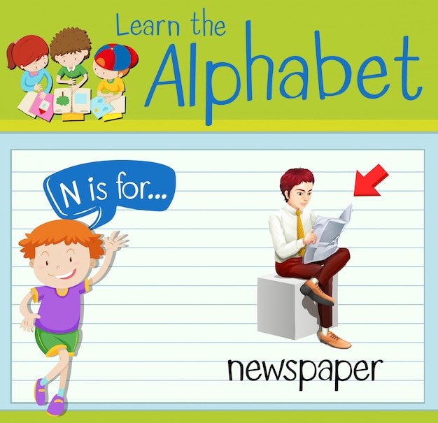 Premium Vector Flashcard Letter N Is For Newspaper