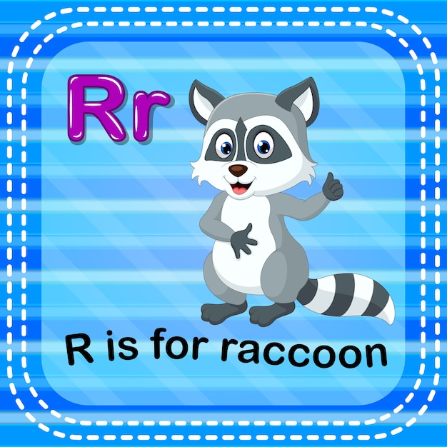 Premium Vector | Flashcard letter r is for raccoon