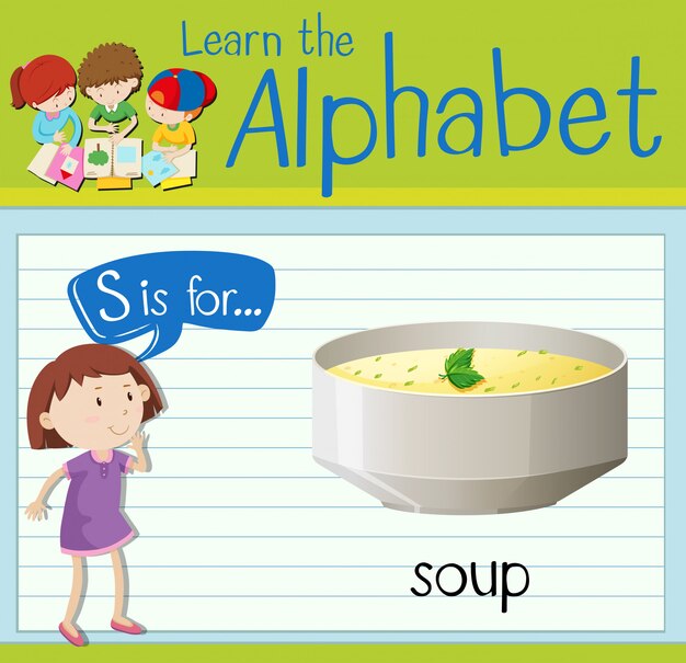 Premium Vector | Flashcard letter s is for soup