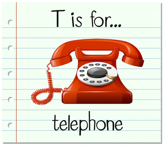 Premium Vector | Flashcard Letter T Is For Telephone