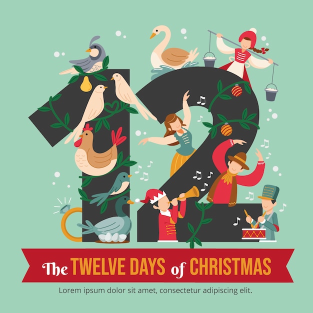 Free Vector | Flat 12 days of christmas illustration