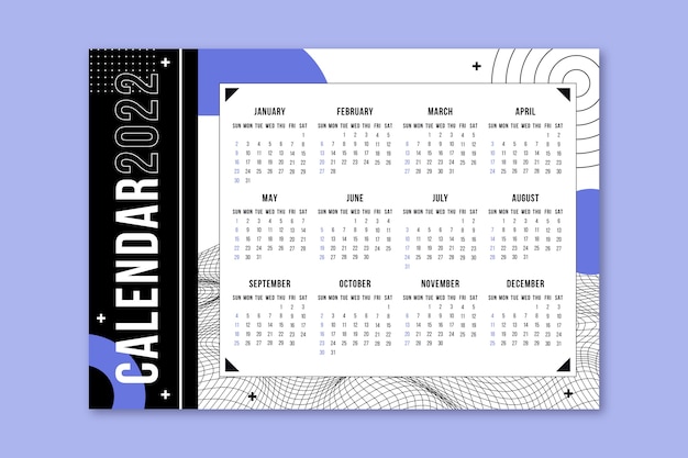 Free Vector | Flat 2022 calendar template