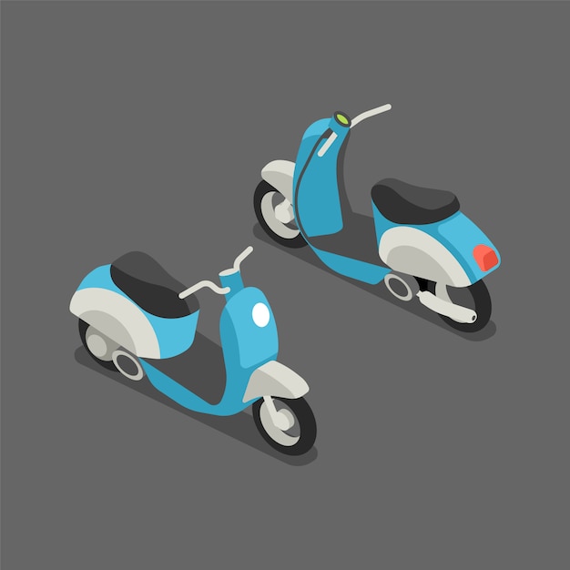 Download Flat 3d isometric scooter or motorcycle. | Premium Vector