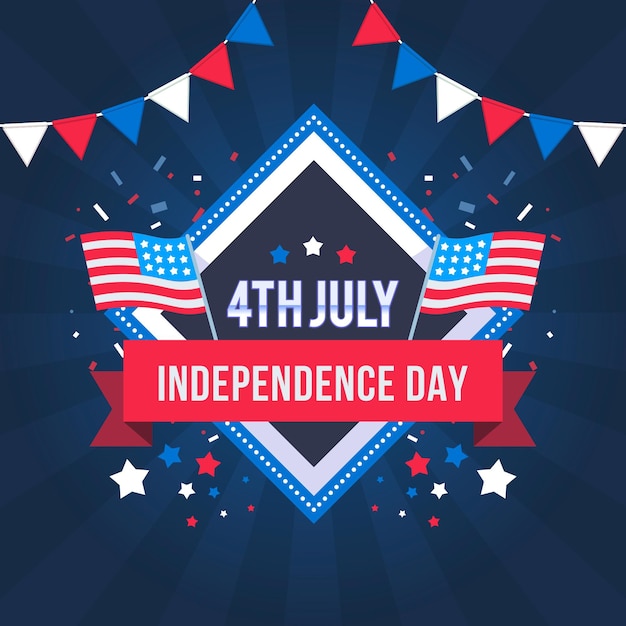 Premium Vector | Flat 4th of july independence day illustration