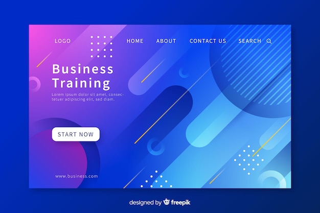 Flat abstract shapes business conference landing page Free Vector