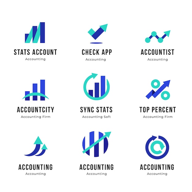 Premium Vector | Flat accounting logo collection